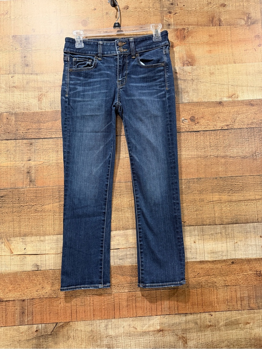 American Eagle Dark Blue Artist Crop Straight-Leg Jeans Size 2 Reg